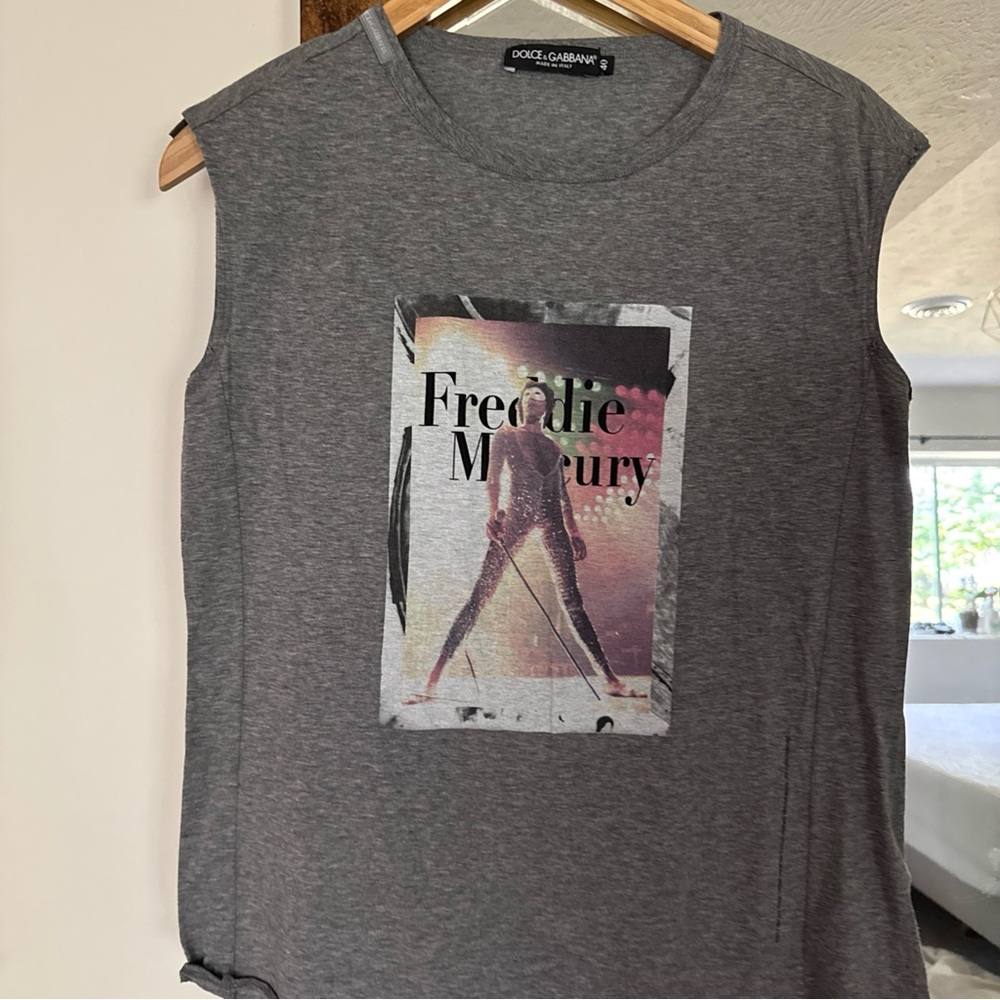 Dolce & Gabbana Gray Graphic Muscle Tee